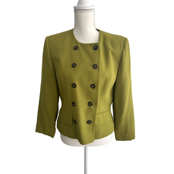 KASPER Olive Double Buttoned Blazer Size 8 - Picture 7 of 8
